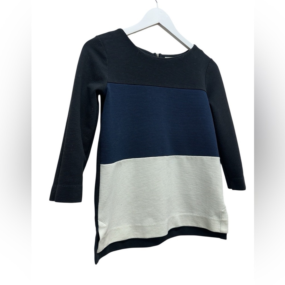 Madewell Ribbed Knit Top Colorblock Shirt XS Gallerist Ponte Back Zip 3/4 Sleeve - Picture 2 of 8